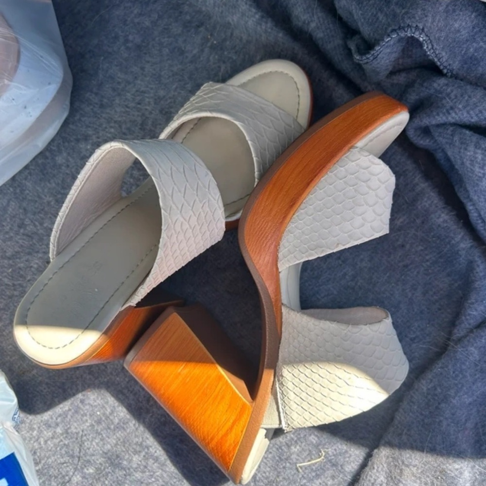 Maurices Cream and Brown Platform Sandals